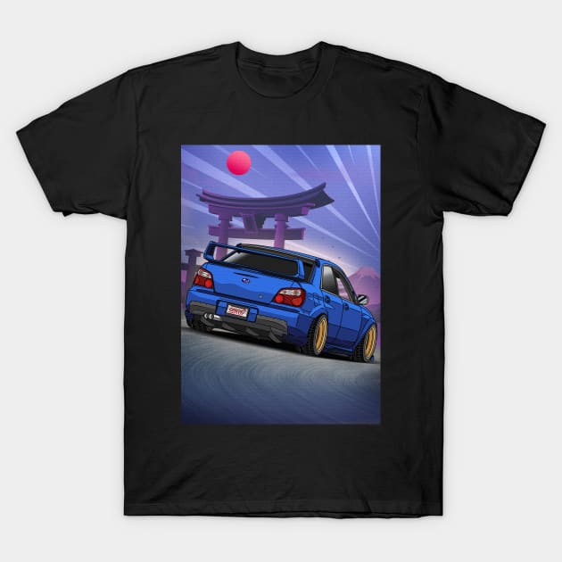 Subaru Impreza WRX STi Bug Eye (2002) Driving in Japan T-Shirt by Guyvit